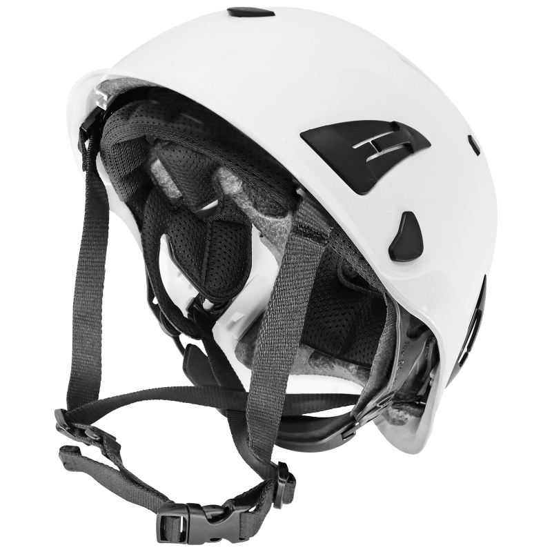 Bullhead Safety™ Head Protection White Type 2 Climbing Style Protective Helmet with Optional Venting, a Four-Point Chin Strap, and a Ratchet Suspension - HH-CH2-W