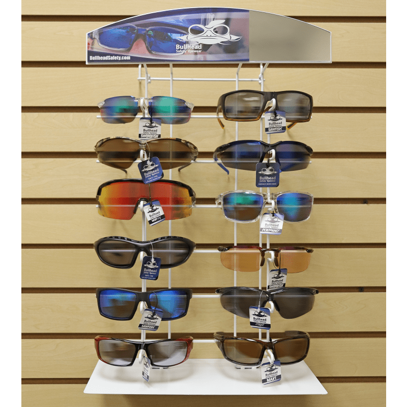 Bullhead Safety® Eyewear Multi-Purpose One-Sided 12-Piece Eyewear Display - BHD12