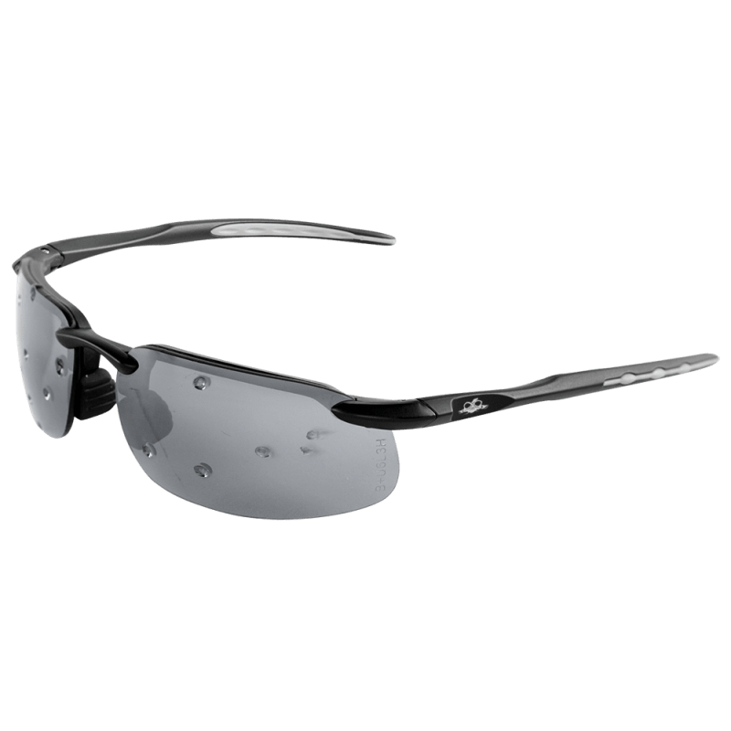 Swordfish® Silver Mirror Lens, Matte Black Frame Safety Glasses - BH1067