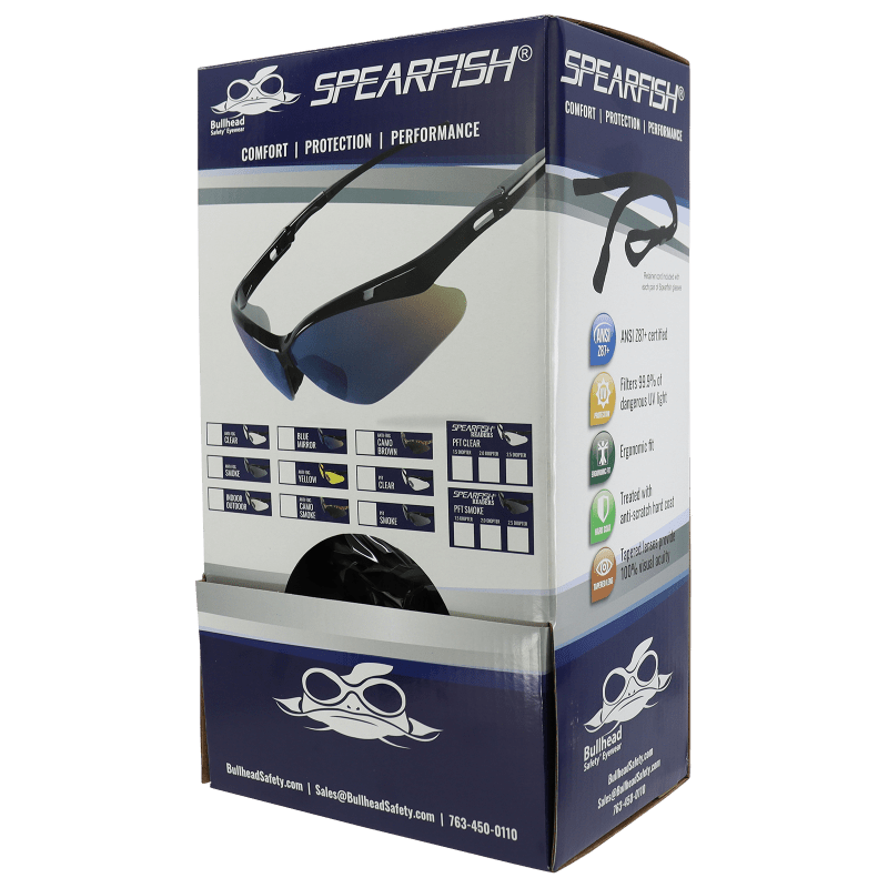 Spearfish® Gray Lens, Shiny Black Frame Safety Glasses - BH2253