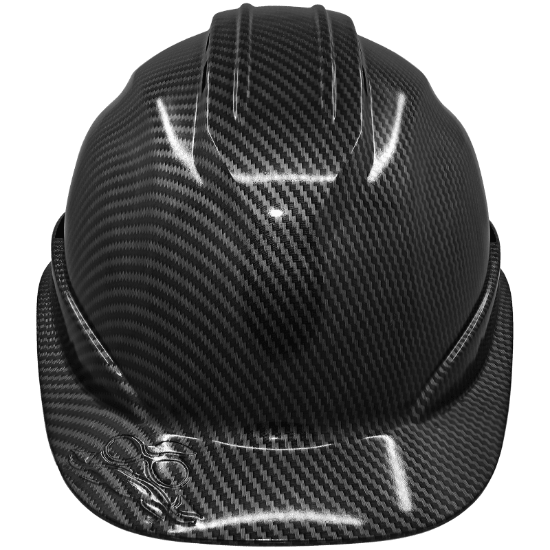 Bullhead Safety™ Head Protection Shiny Black Graphite Vented Cap Style Hard Hat With Six-Point Ratchet Suspension - HH-C3-C