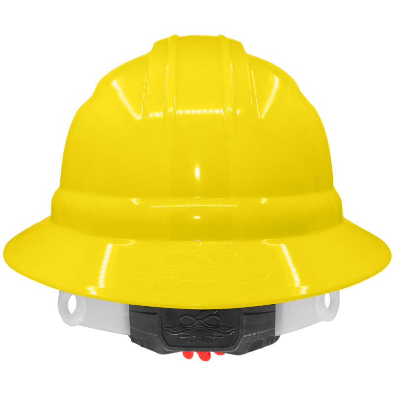 Bullhead Safety™ Head Protection Yellow Unvented Full Brim Style Hard Hat With Six-Point Ratchet Suspension - HH-F1-Y