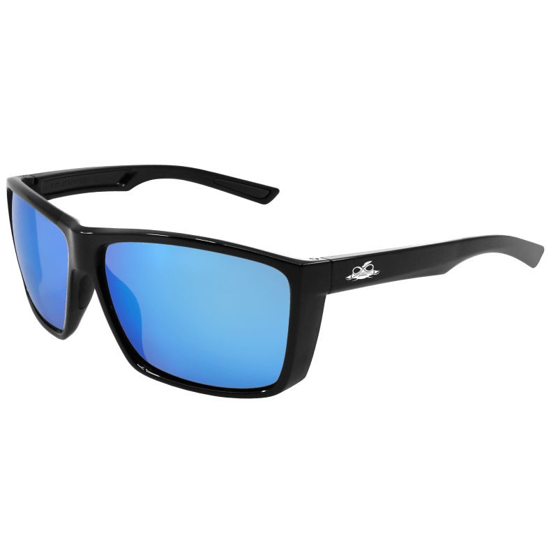 Lionfish™ Blue Mirror Performance Fog Technology Polarized Lens, Shiny Black Frame Safety Glasses - BH3359PFT