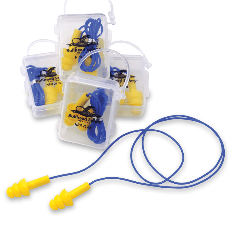 Bullhead Safety® Hearing Protection Corded Reusable Silicone NRR 26 dB Earplugs - HP-S2