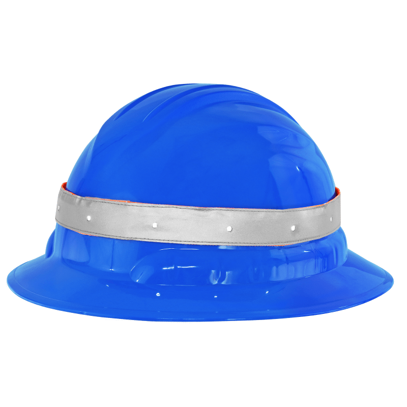 Bullhead Safety™ Head Protection Blue Unvented Full Brim Style Hard Hat With Six-Point Ratchet Suspension - HH-F1-B