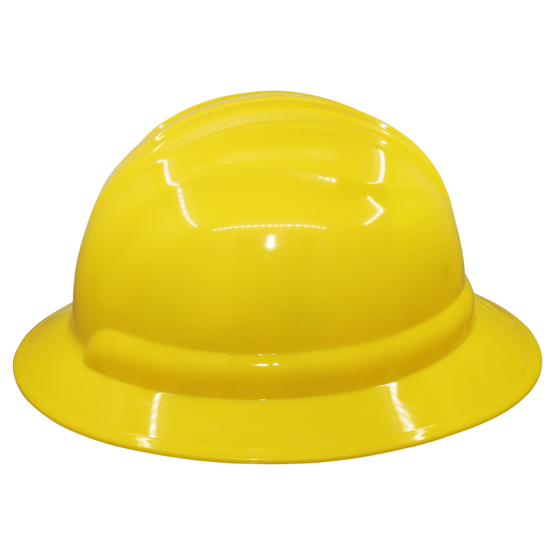 Bullhead Safety™ Head Protection Yellow Unvented Full Brim Style Hard Hat With Six-Point Ratchet Suspension - HH-F1-Y