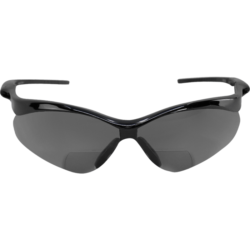Spearfish® Gray Performance Fog Technology 1.5 Diopter Bifocal Reader Style Lens, Shiny Black Frame Safety Glasses - BH225315PFT