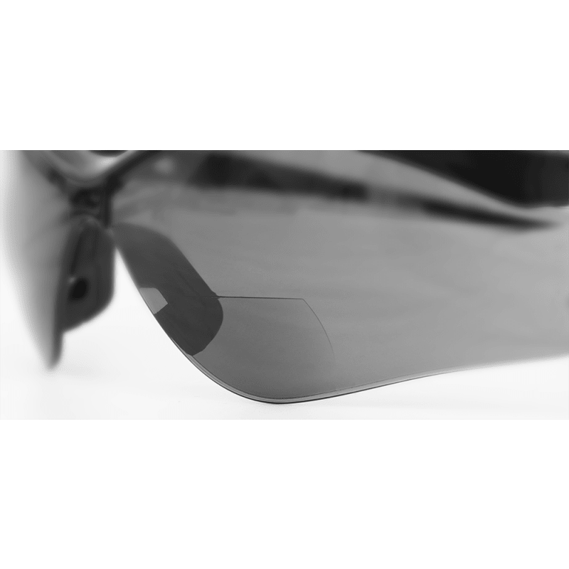 Spearfish® Gray Performance Fog Technology 1.5 Diopter Bifocal Reader Style Lens, Shiny Black Frame Safety Glasses - BH225315PFT