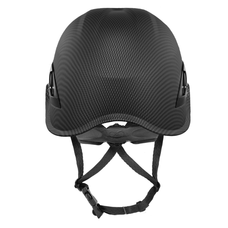 Bullhead Safety™ Head Protection - Matte Black Graphite Climbing Style Protective Helmet with Six-Point Ratchet Suspension and Four-Point Chin Strap - LIMITED STOCK - HH-CH1-CB