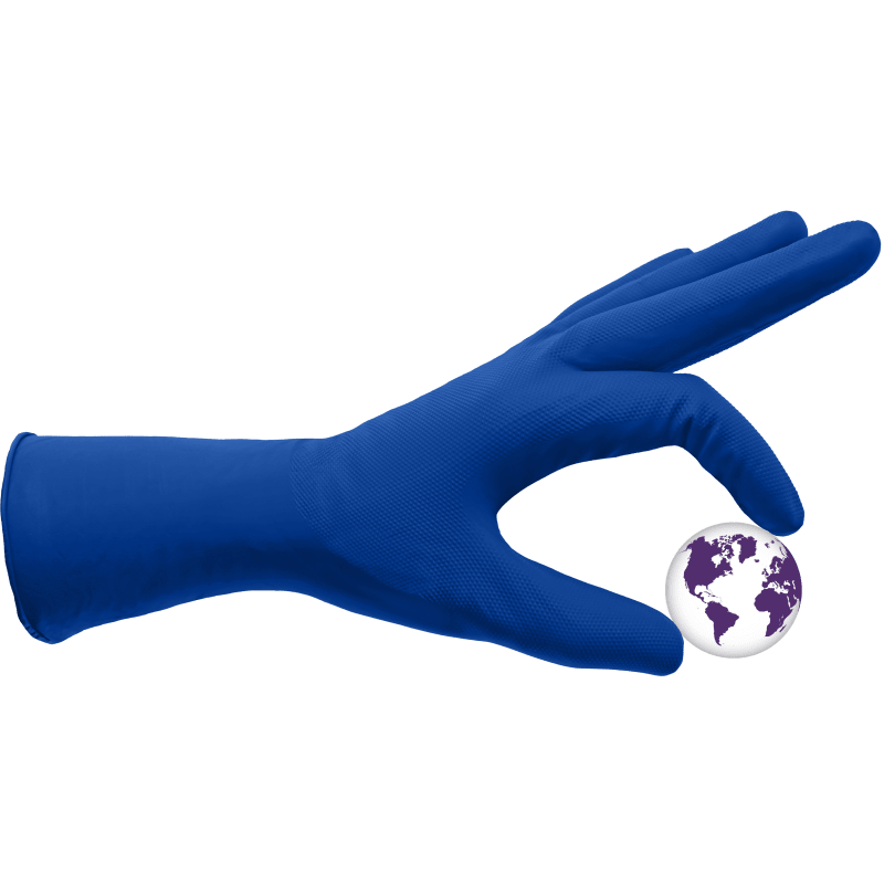 Panther-Guard® Heavyweight Nitrile, Powder-Free, Industrial-Grade, Raised Micro-Diamond Pattern, Blue, 9-Mil, 11-Inch Disposable Gloves - 1005PF