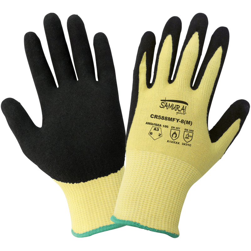 Samurai Glove® Anti-Static/Electrostatic Compliant Nitrile Coated Aralene® Gloves with Cut Resistance - CR588MFY