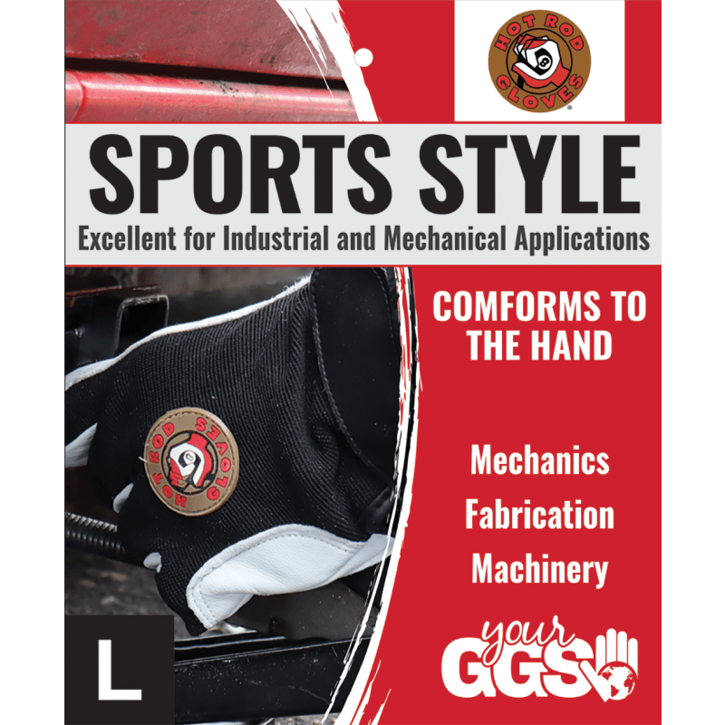 Premium-Grade Grain Goatskin Leather Double Palm Mechanics Style Gloves with a Spandex Back - HR3008