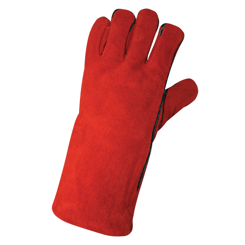 Economy-Grade Split Leather Red Welders Gloves with Thermal-Knit Lining - 1200E