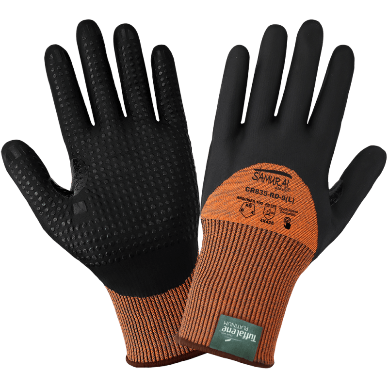 Samurai Glove® High-Visibility Cut Resistant Three-Quarter Coated Touchscreen Gloves Made with 15-Gauge Tuffalene® Platinum - CR835-RD