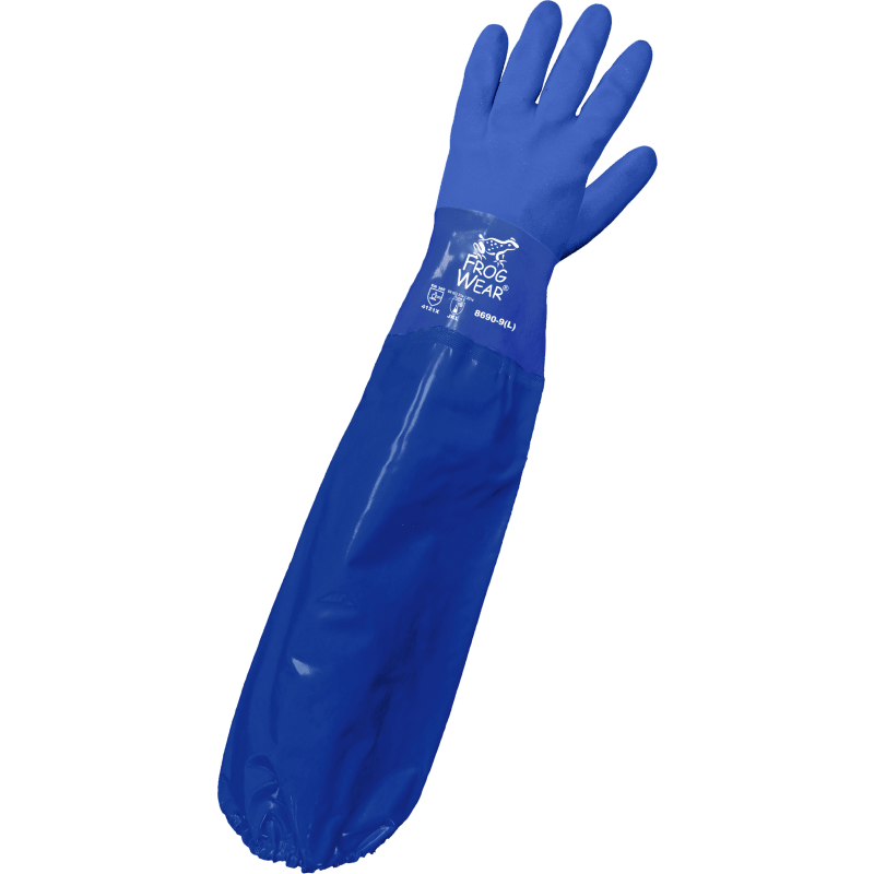 FrogWear® Shoulder Length Triple-Coated PVC Abrasion Resistant Chemical Handling Gloves - 8690