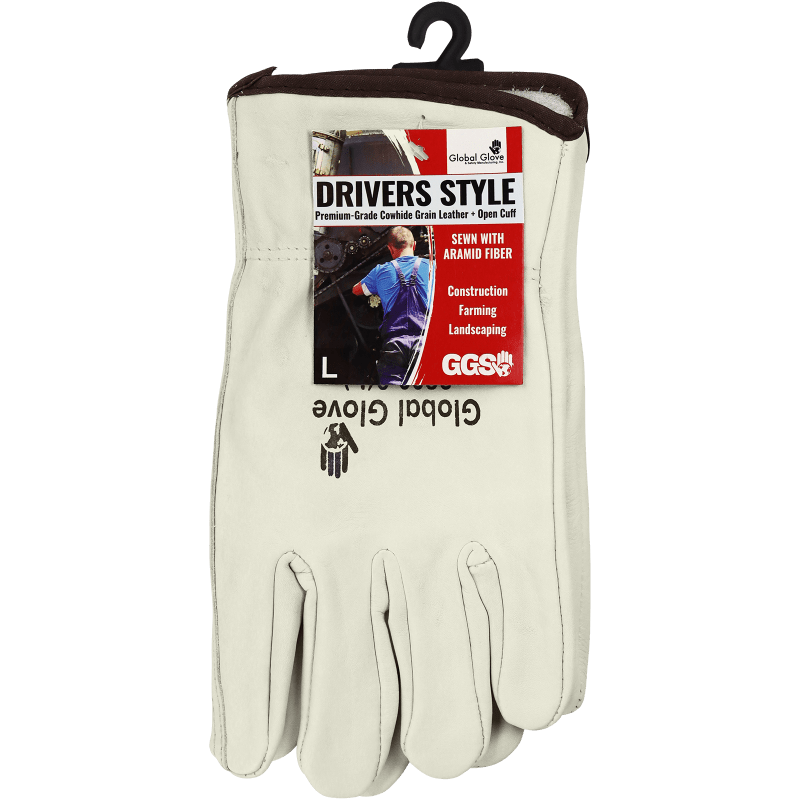 Premium-Grade Grain Cowhide Drivers Style Retail Tagged Gloves with Keystone Thumb - 3200-T