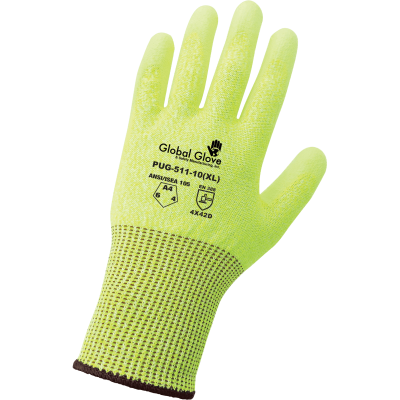 Polyurethane Coated High-Visibility Cut, Abrasion, and Puncture Resistant Gloves - PUG-511