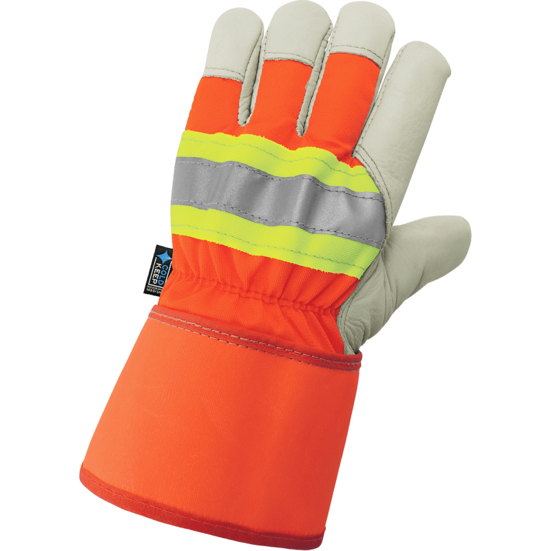 High-Visibility Insulated Cowhide Leather Palm Gloves with Safety Cuff - 2950HV