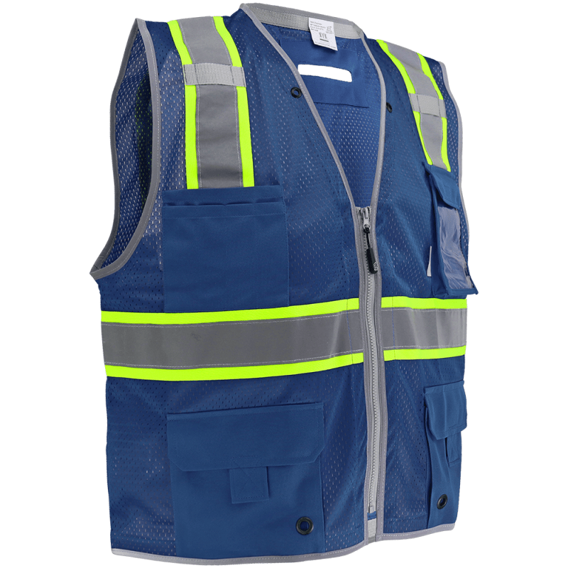 FrogWear® HV Blue Enhanced Visibility Surveyors Safety Vest - GLO-067B