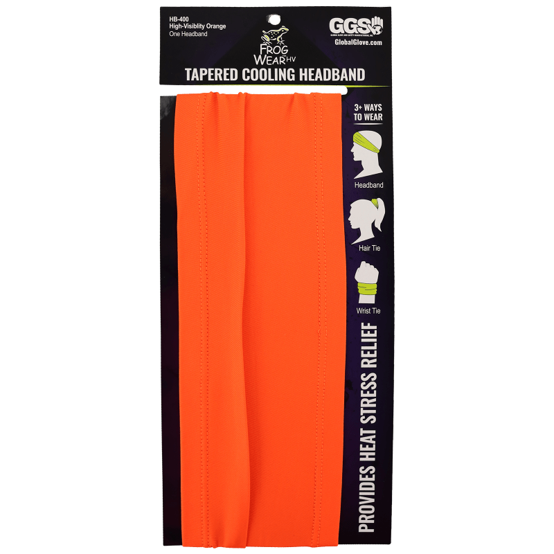 FrogWear™ HV High-Visibility Orange Tapered Cooling Headband with Four-Way Stretch - HB-400