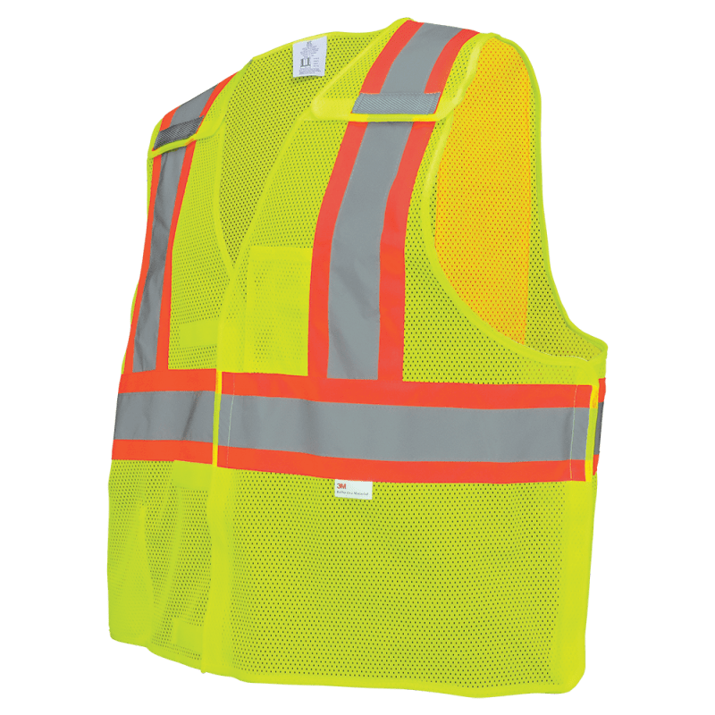 FrogWear® HV High-Visibility Polyester Five-Point Breakaway Safety Vest - GLO-002BA