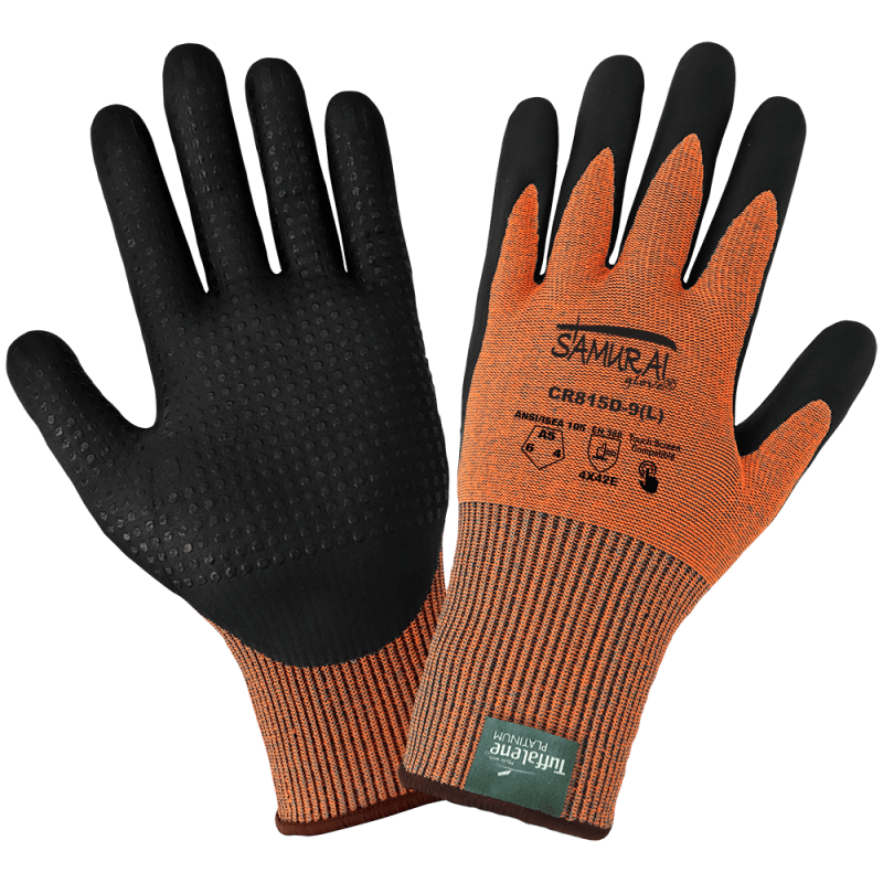 Samurai Glove® High-Visibility Cut Resistant Coated Touchscreen Gloves Made with 15-Gauge Tuffalene® Platinum - CR815D