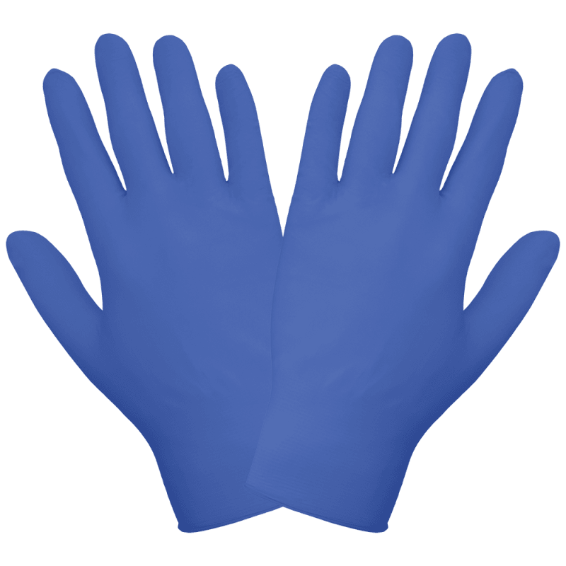 Nitrile, Powder-Free, Industrial-Grade, Lightweight, Royal Blue, 2.5-Mil, Textured Fingertips, 9.5-Inch Disposable Gloves - 725PF