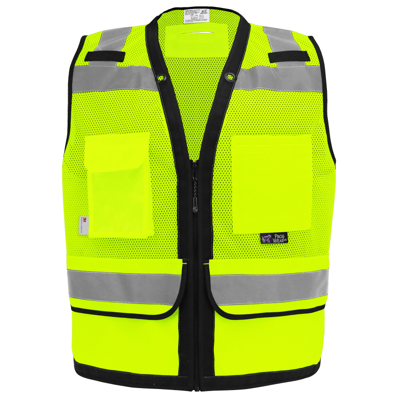 FrogWear® HV Lightweight High-Visibility Yellow/Green Mesh Surveyors Safety Vest - GLO-069