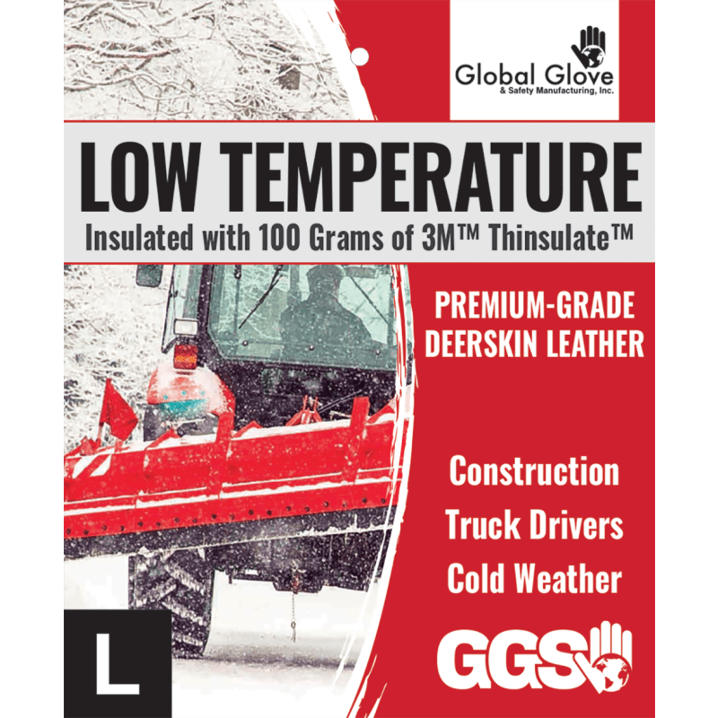 Low Temperature Premium-Grade Grain Deerskin Insulated Gloves - 3200DTH