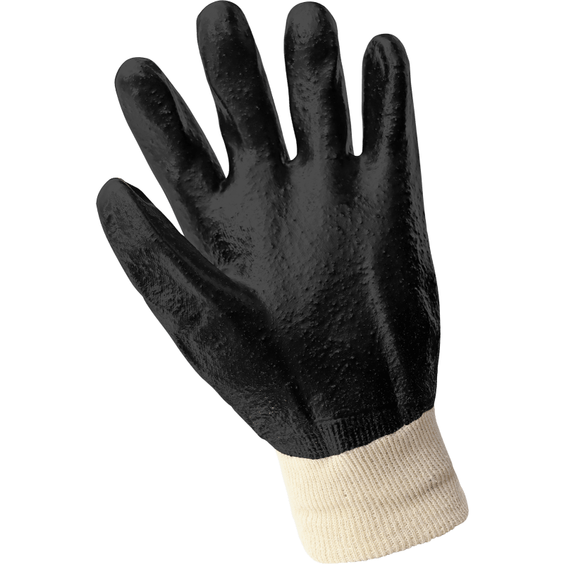 Economy 10-Inch Black PVC Chemical Resistant Gloves with a Cotton Interlock Liner - 603R