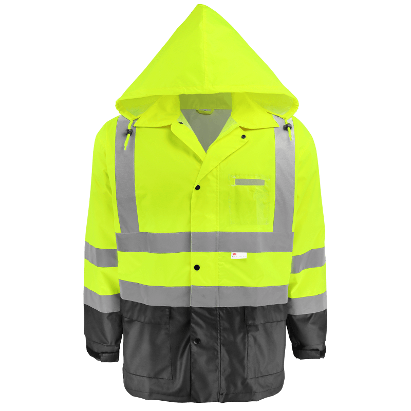 FrogWear® HV High-Visibility Yellow/Green Two-Piece Rain Suit Polyurethane Coated 150D Oxford Polyester - GLO-1590