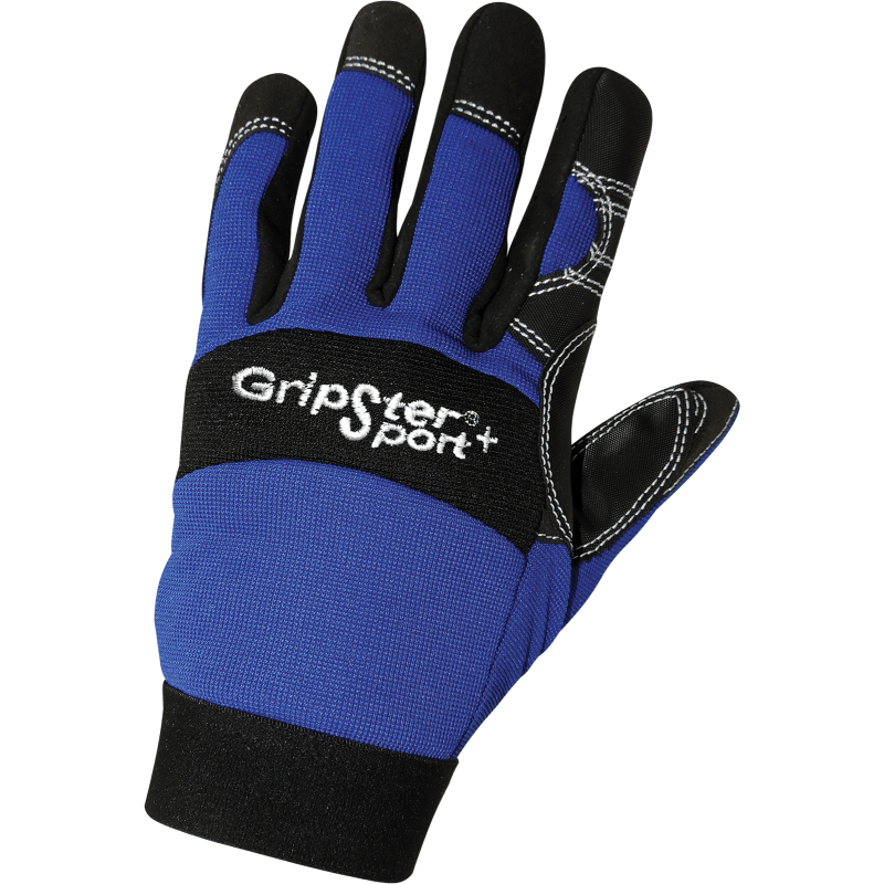 Gripster® Sport+ Synthetic Leather Palm Performance Mechanics Style Gloves with a Blue Spandex Back - LIMITED STOCK - SG9001