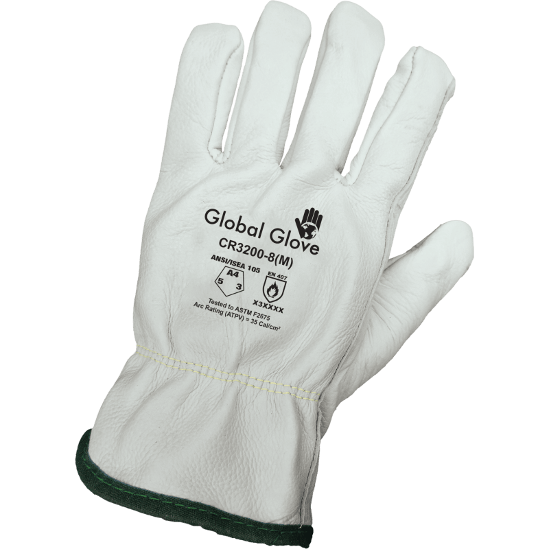 Cut, Abrasion, Puncture, and Heat Resistant Cowhide Leather Drivers Style Gloves with Aralene® Liner - CR3200