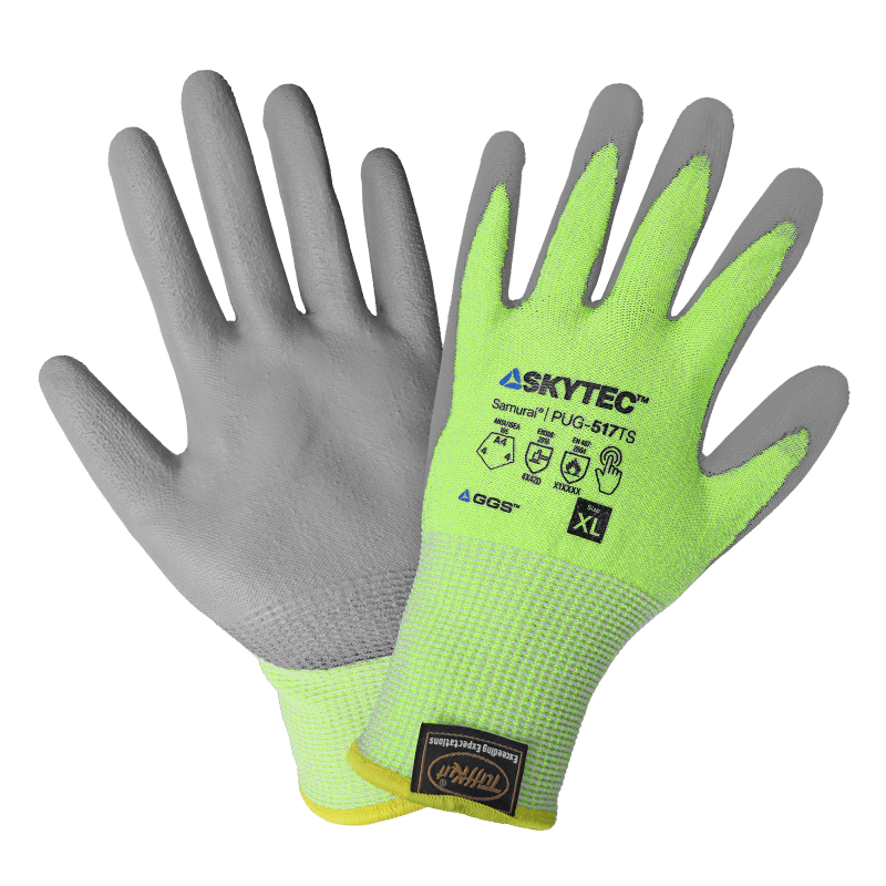 Samurai Glove® High-Visibility Polyurethane Coated Touchscreen Compatible 13-Gauge TuffKut® Gloves with Cut, Abrasion, and Puncture Resistance - PUG-517TS