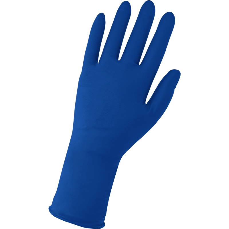 Panther-Guard® Heavyweight Nitrile, Powder-Free, Industrial-Grade, Raised Micro-Diamond Pattern, Blue, 9-Mil, 11-Inch Disposable Gloves - 1005PF