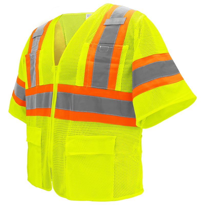 FrogWear® HV High-Visibility Mesh Polyester Surveyors Safety Vest with Sleeves - GLO-0135