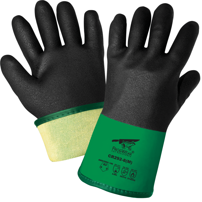 FrogWear® Cut Resistance Premium Double-Dipped Nitrile and PVC Performance Chemical Gloves with Cut, Abrasion, and Puncture Resistance - CR292