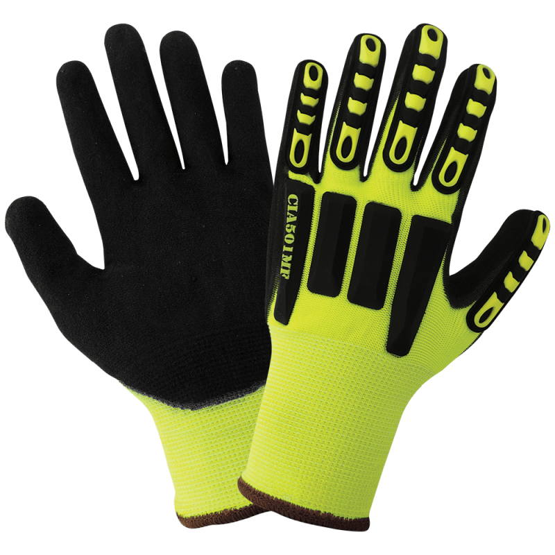 Torq™ High-Visibility Mach Finish Nitrile Double-Coated Impact Gloves with Cut, Impact, Abrasion, and Puncture Resistance - CIA501MF