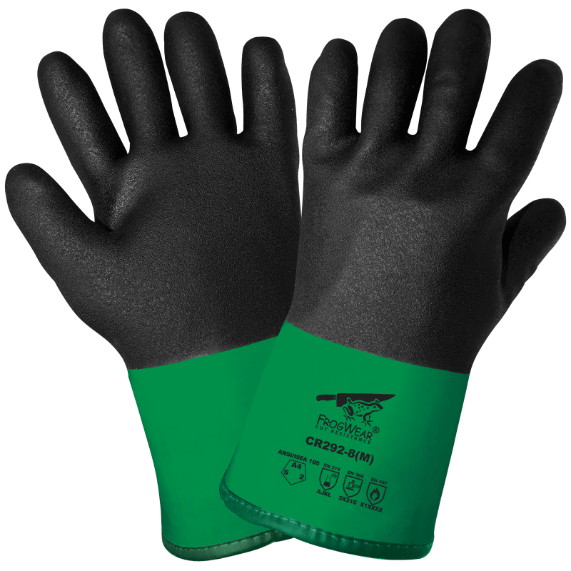 FrogWear® Cut Resistance Premium Double-Dipped Nitrile and PVC Performance Chemical Gloves with Cut, Abrasion, and Puncture Resistance - CR292