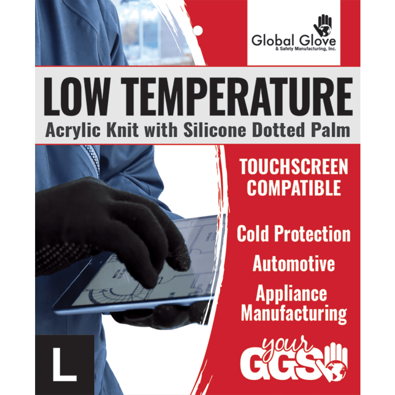 Touchscreen Compatible Acrylic String Knit Low-Temperature Gloves with Silicone Dots - IP3DB