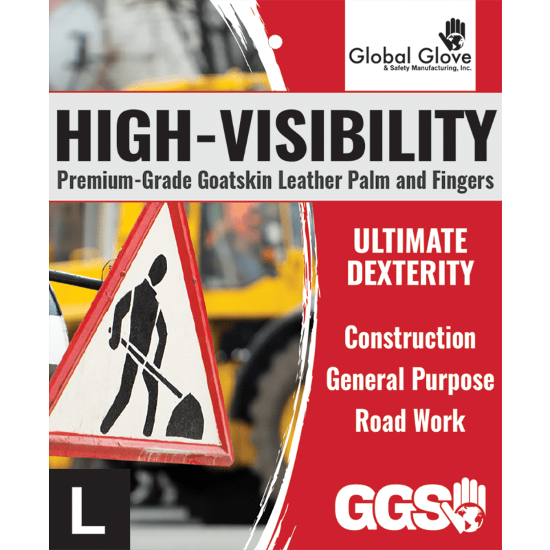 High-Visibility Nylon Back With Goatskin Leather Palm Gloves - 1100GHV