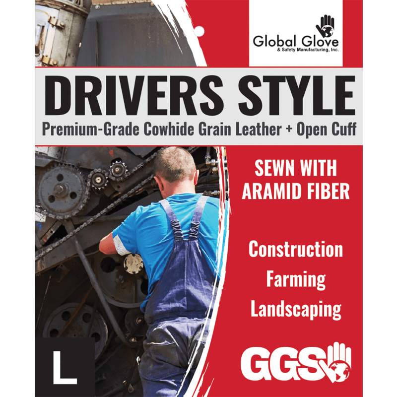 Premium-Grade Grain Cowhide Drivers Style Retail Tagged Gloves with Keystone Thumb - 3200-T