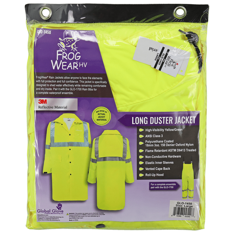 FrogWear® HV High-Visibility Self-Extinguishing Yellow/Green Duster Jacket - GLO-1450