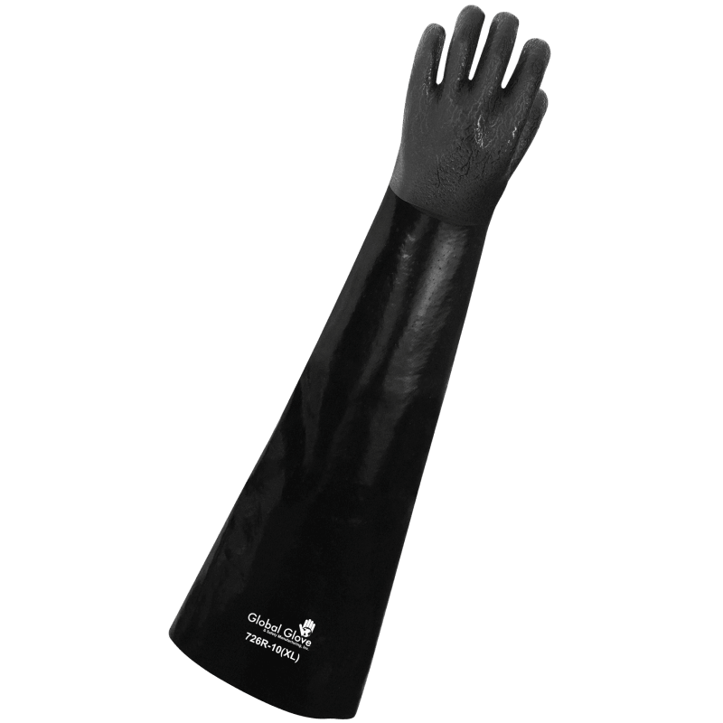 Premium Double-Coated Shoulder-Length 26-Inch PVC Chemical Handling Gloves with Jersey Liner - 726R