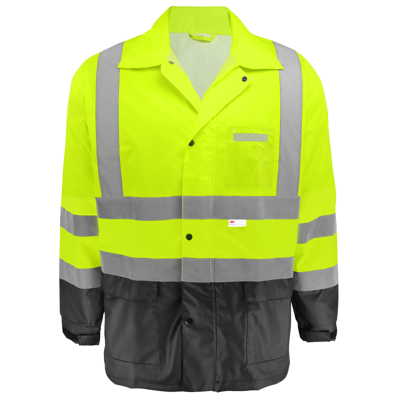 FrogWear® HV High-Visibility Yellow/Green Polyurethane Coated 150D Oxford Polyester Rain Jacket - GLO-1500