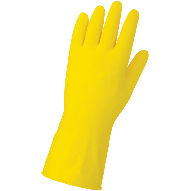 FrogWear® Premium 18-Mil Flock-Lined Yellow Latex Unsupported Gloves with Diamond Pattern Grip - 150F