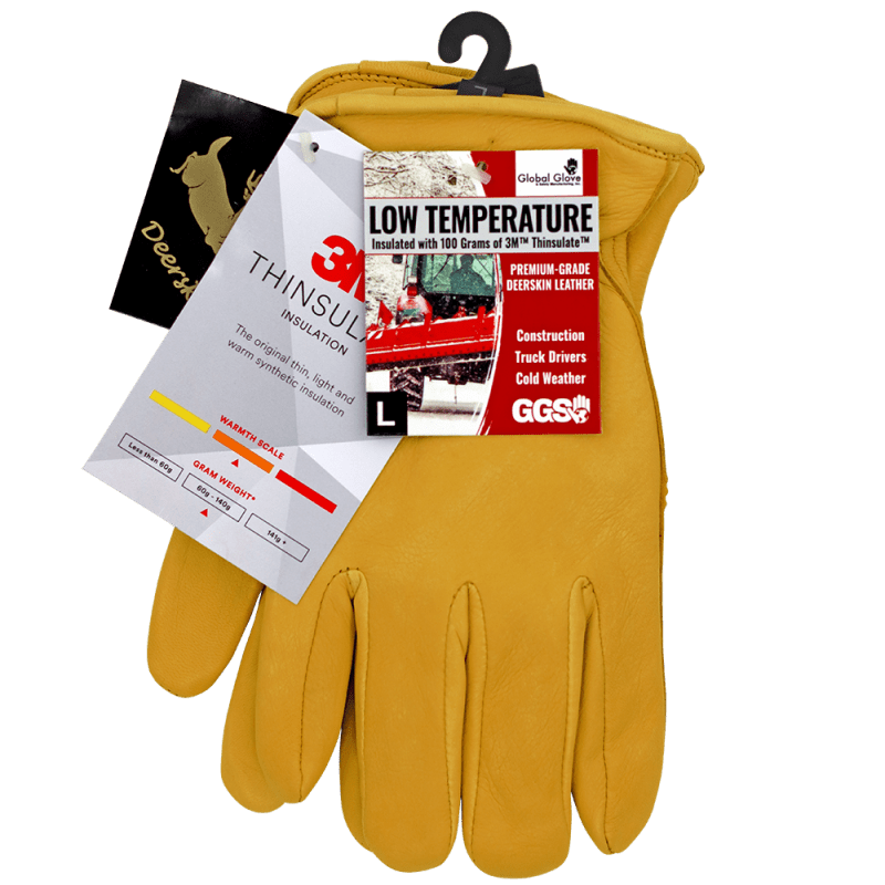 Low Temperature Premium-Grade Grain Deerskin Insulated Gloves - 3200DTH