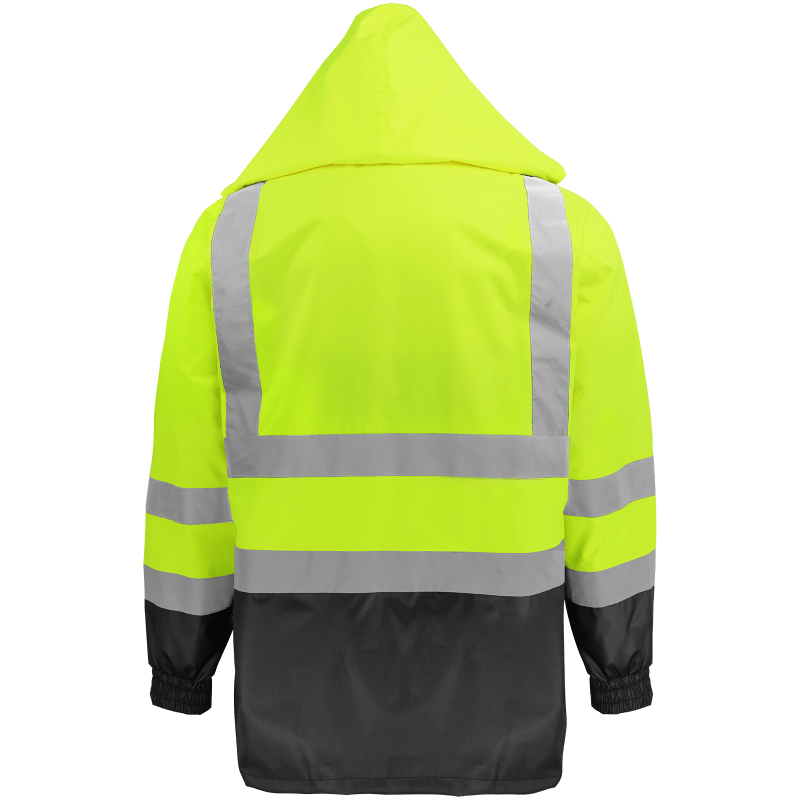 FrogWear® HV High-Visibility Yellow/Green Polyurethane Coated 150D Oxford Polyester Rain Jacket - GLO-1500