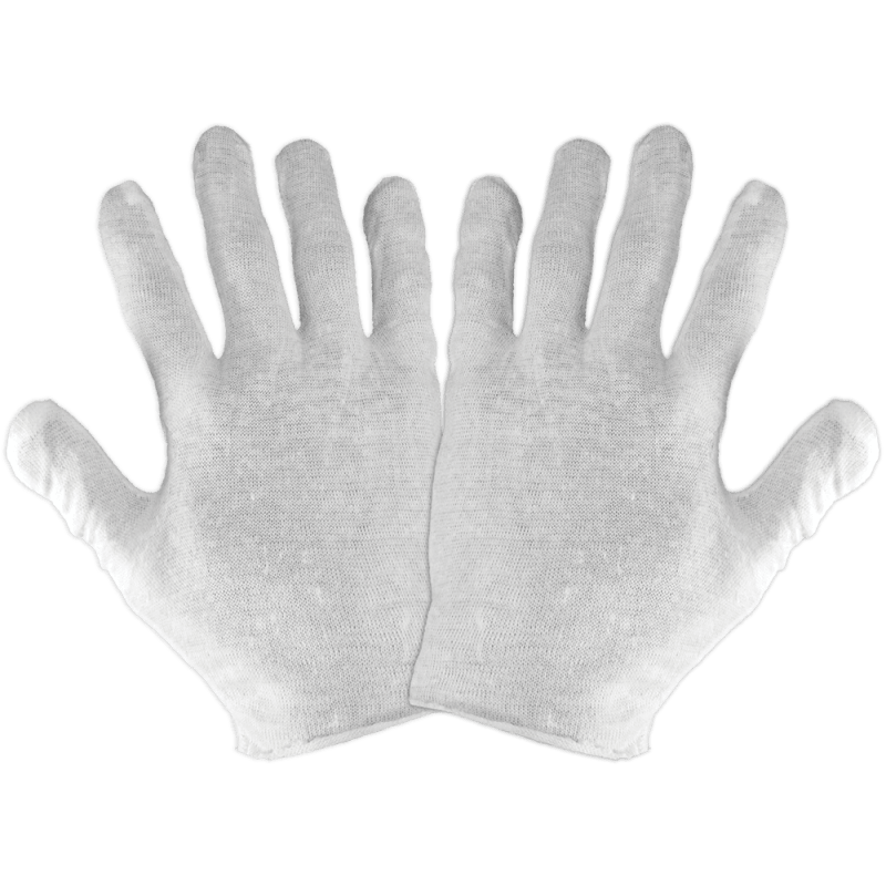 Reversible Bleached White Lightweight Cotton Gloves - L100