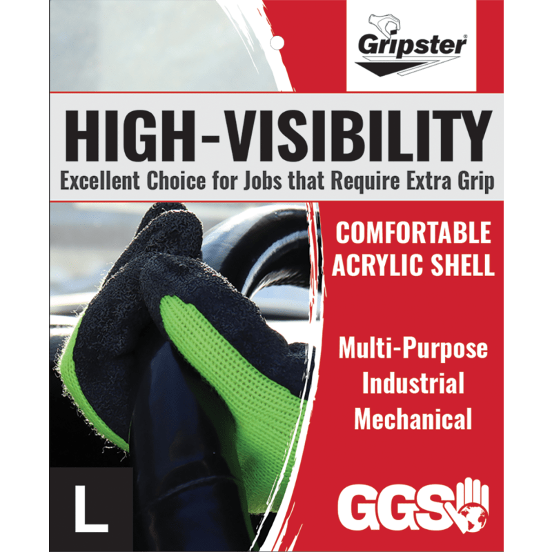 Gripster® Cut, Abrasion, and Puncture Resistant High-Visibility Gloves with an Etched Rubber-Coated Palm - 300NB